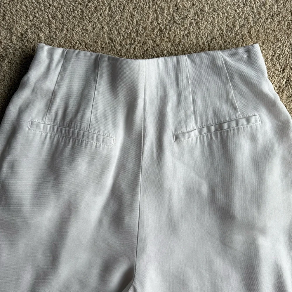 Zara TRF Cropped Wide Leg Pants Womens S High Rise Button Front White Trousers - Picture 5 of 6